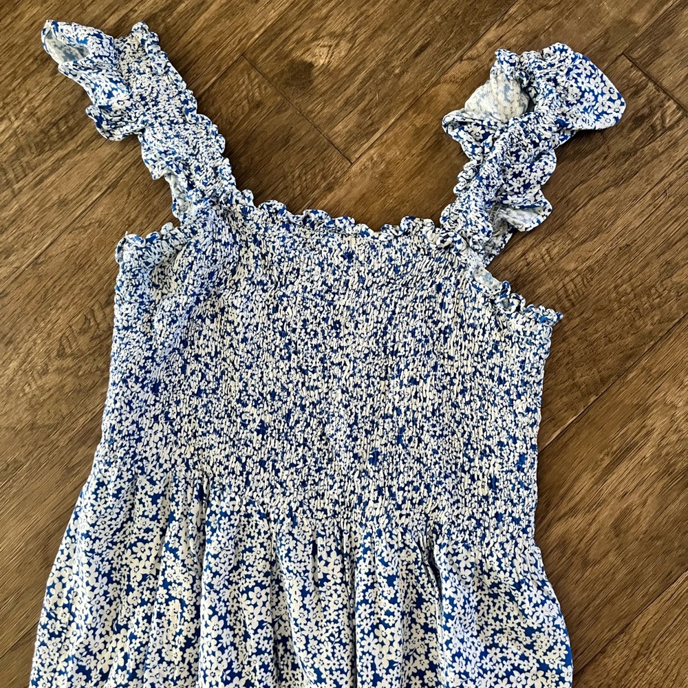 Sugarlips Blue & White Floral Maxi with Ruffle Straps
